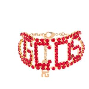 GCDS Logo Chocker Necklace In 03 Rosso
